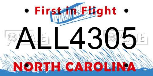 ALL4305 North Carolina License Plate