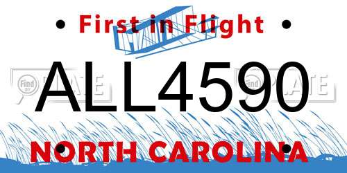 ALL4590 North Carolina License Plate