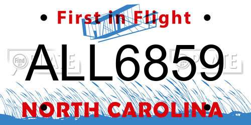 ALL6859 North Carolina License Plate