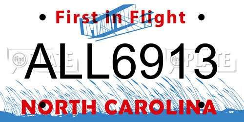 ALL6913 North Carolina License Plate