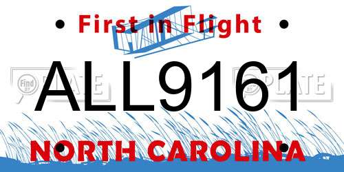 ALL9161 North Carolina License Plate