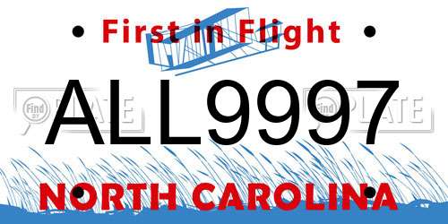 ALL9997 North Carolina License Plate