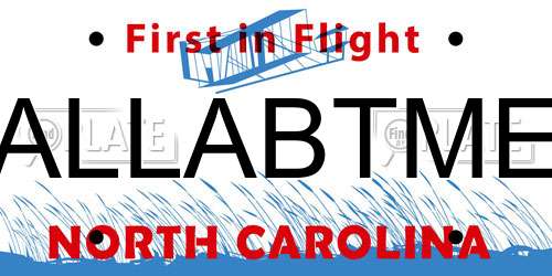 ALLABTME North Carolina License Plate