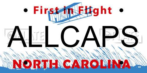 ALLCAPS North Carolina License Plate