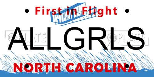 ALLGRLS North Carolina License Plate
