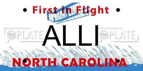 ALLI North Carolina License Plate