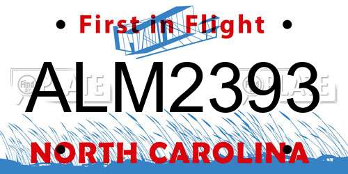 ALM2393 North Carolina License Plate