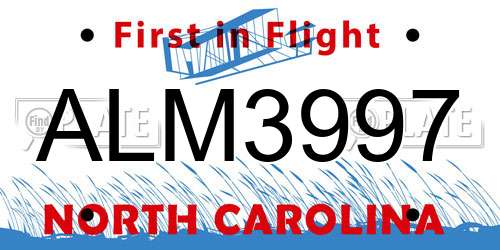 ALM3997 North Carolina License Plate