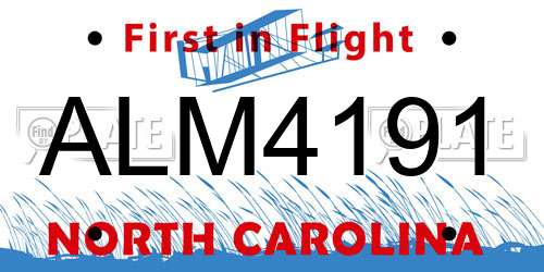ALM4191 North Carolina License Plate