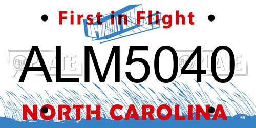 ALM5040 North Carolina License Plate