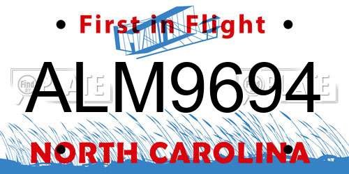 ALM9694 North Carolina License Plate