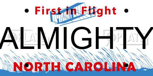 ALMIGHTY North Carolina License Plate