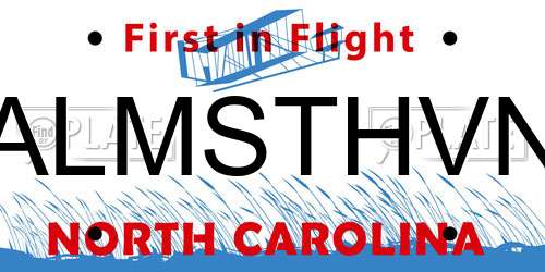 ALMSTHVN North Carolina License Plate
