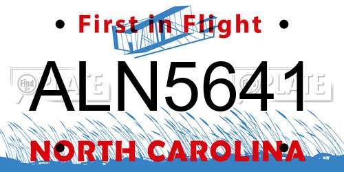 ALN5641 North Carolina License Plate