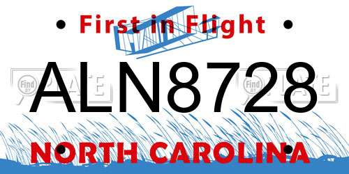 ALN8728 North Carolina License Plate