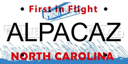 ALPACAZ North Carolina License Plate