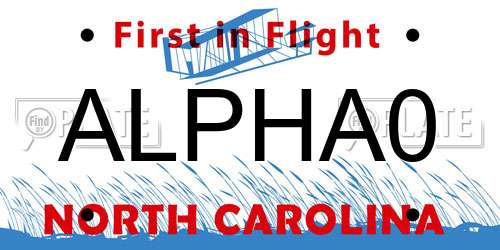 ALPHA0 North Carolina License Plate