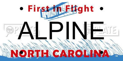ALPINE North Carolina License Plate