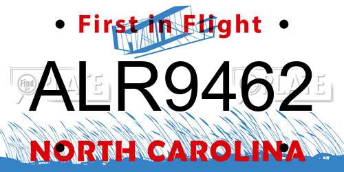 ALR9462 North Carolina License Plate