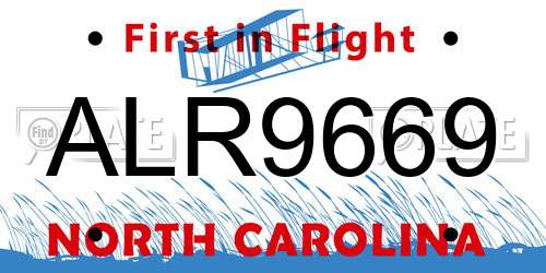 ALR9669 North Carolina License Plate