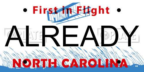 ALREADY North Carolina License Plate