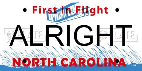ALRIGHT North Carolina License Plate