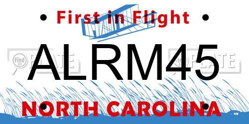 ALRM45 North Carolina License Plate