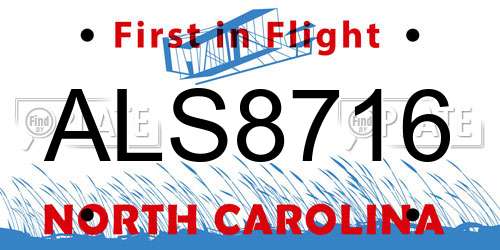 ALS8716 North Carolina License Plate