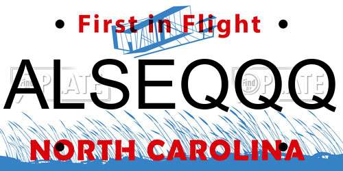 ALSEQQQ North Carolina License Plate