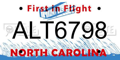 ALT6798 North Carolina License Plate