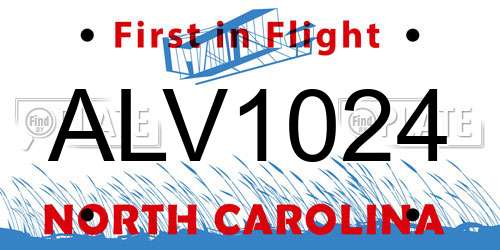 ALV1024 North Carolina License Plate