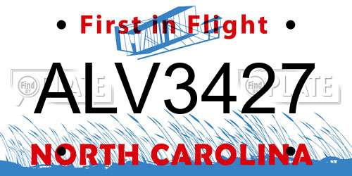 ALV3427 North Carolina License Plate