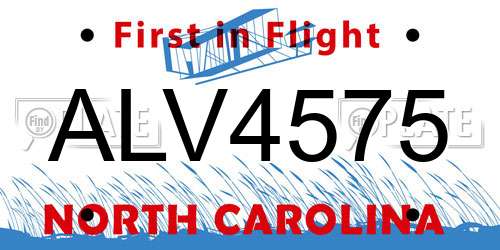 ALV4575 North Carolina License Plate