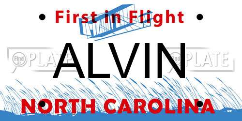 ALVIN North Carolina License Plate