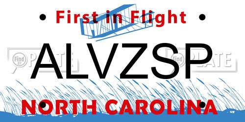 ALVZSP North Carolina License Plate