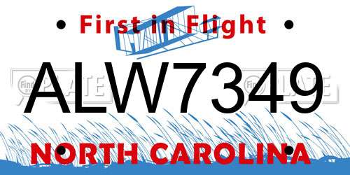ALW7349 North Carolina License Plate