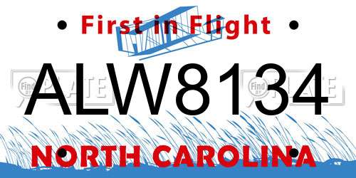 ALW8134 North Carolina License Plate