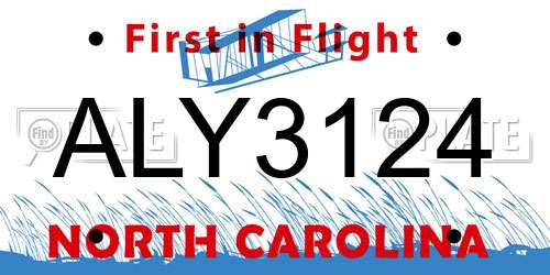 ALY3124 North Carolina License Plate