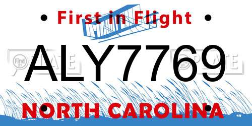 ALY7769 North Carolina License Plate