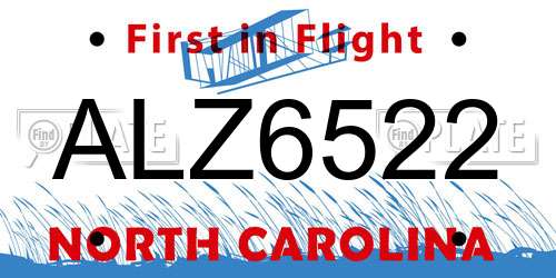 ALZ6522 North Carolina License Plate