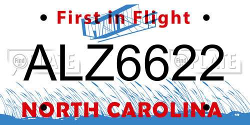 ALZ6622 North Carolina License Plate