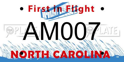 AM007 North Carolina License Plate
