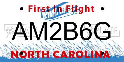 AM2B6G North Carolina License Plate