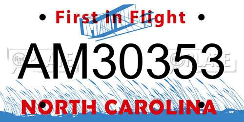 AM30353 North Carolina License Plate