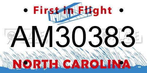 AM30383 North Carolina License Plate