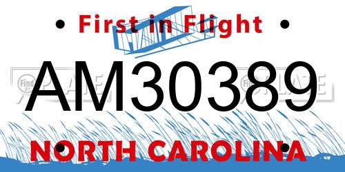 AM30389 North Carolina License Plate