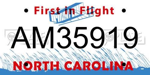 AM35919 North Carolina License Plate