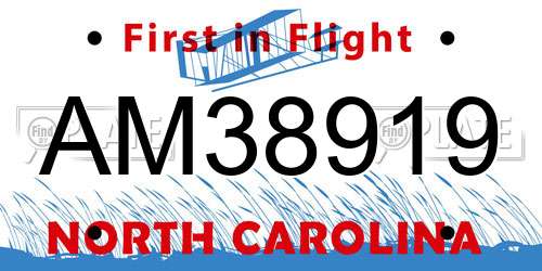 AM38919 North Carolina License Plate