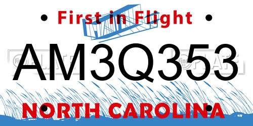 AM3Q353 North Carolina License Plate