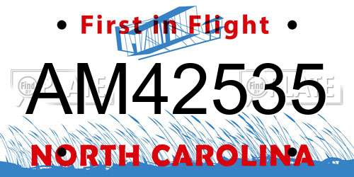 AM42535 North Carolina License Plate